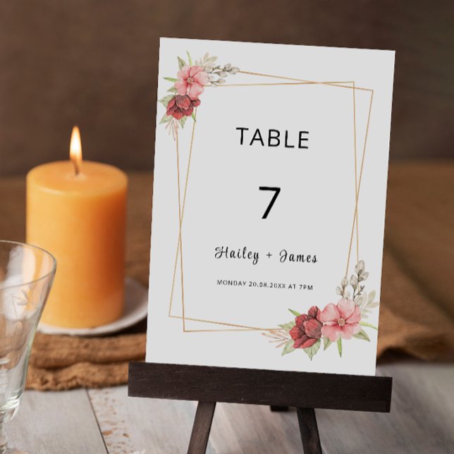 Convites Modelo de mesa rosa (Rose Wedding table card Template)
