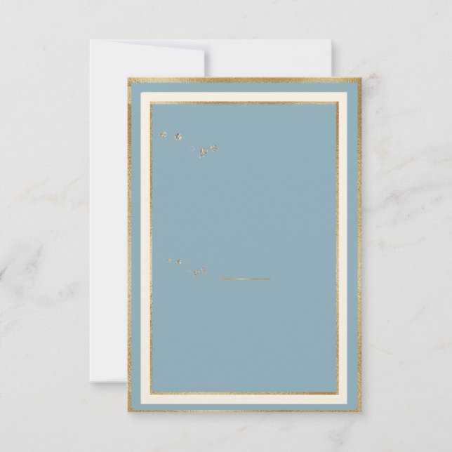 Convites Modelo de moldura dourada floral em aquarela azul (Frente)