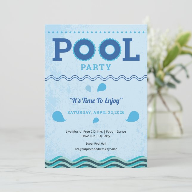 Convites Modelo de Panfleto de Festa de Piscina de Verão (Em pé/Frente)
