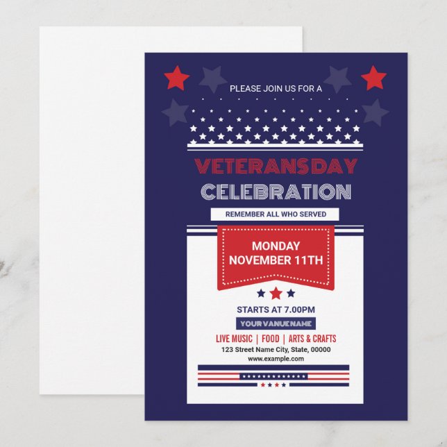 Convites Modelo de Panfleto do Dia dos Veteranos (Frente/Verso)
