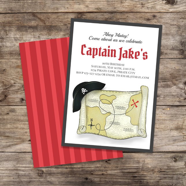 Convites Modelo de Pirata Legal do Partido aniversário de c (Pirate birthday party invitation template. )