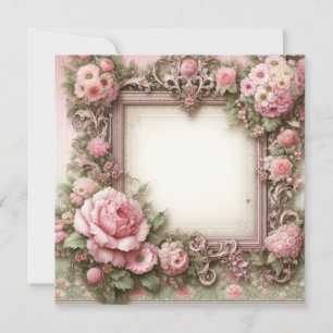 Convites Modelo de placa de Vazio rosa e verde, floral