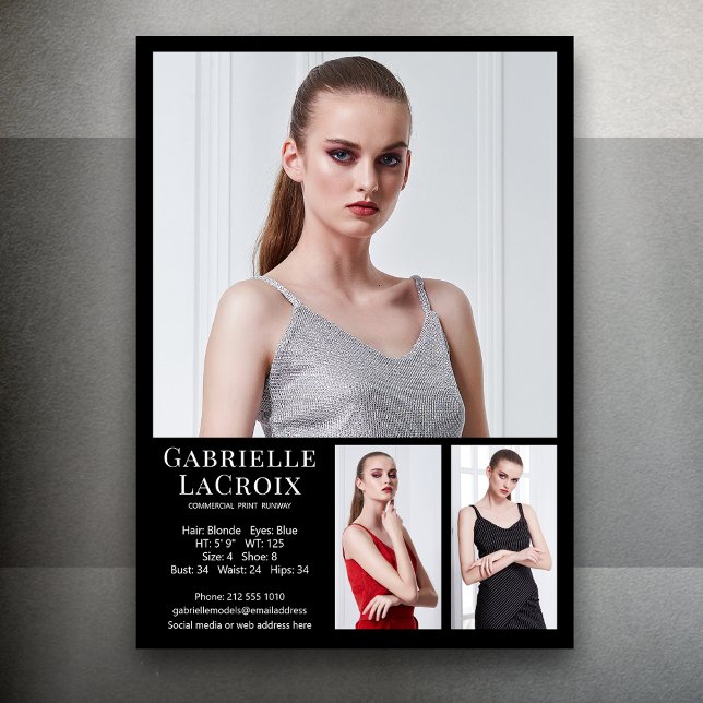 Convites Modelo de placa fotográfica comp Modelo 5x7 Preto (Available in print or instant digital download for quick messaging, email or self printing.)