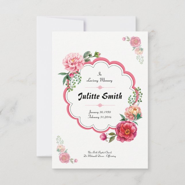 Convites Modelo de placa funerária flutuante (Frente)