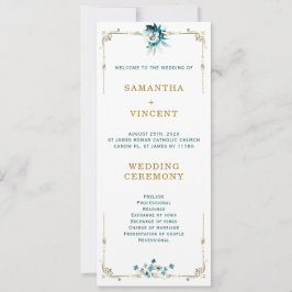 Convites Modelo de Programa de Casamento Azul Turquesa e Do