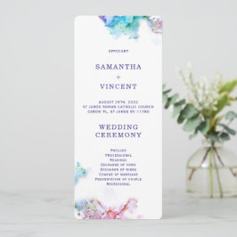 Convites Modelo de Programa de Casamento Turquesa Roxo