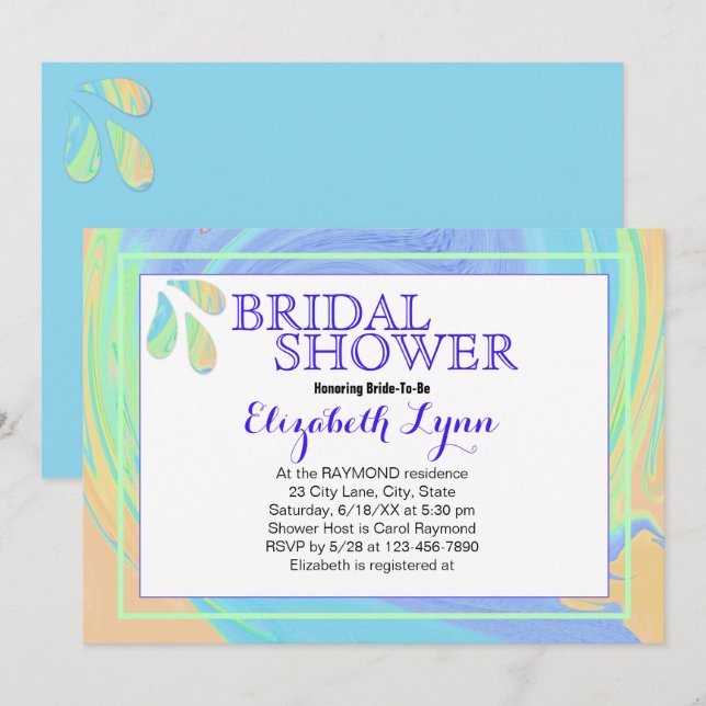 Convites Modelo de redemoinho de tinta com respingos de pas (Frente/Verso)