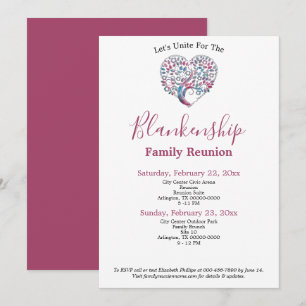 Convites Modelo de Reunião da Família de Árvore de Forma