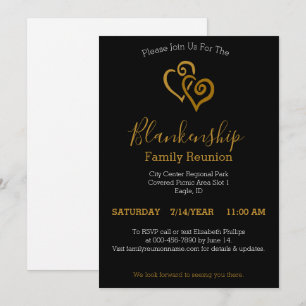 Convites Modelo de Reunião da Família Dourada de Coraçõ