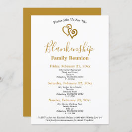 Convites Modelo de Reunião da Família Dourada de Corações V