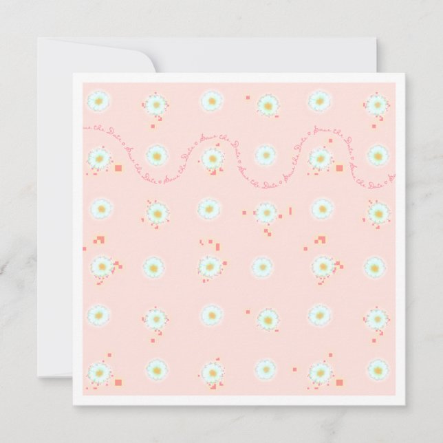 Convites Modelo de Salvar a Data com Margem de Margaridas (Frente)