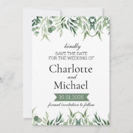 Convites Modelo de Save the Date de Elegante Folhagem