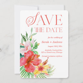 Convites Modelo de Save The Date Tropical para Impressão