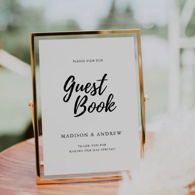 Convites Modelo de Sinal de Livro de Convidado de Casamento (Modern Wedding Guest Book Sign Template)