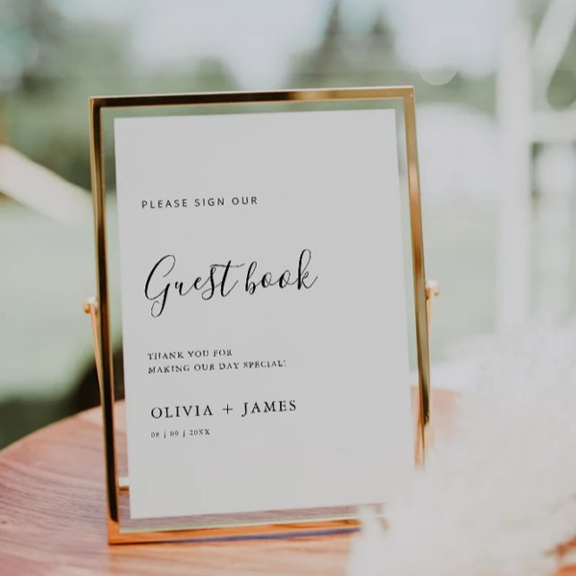 Convites Modelo de Sinal de Livro de Convidado de Casamento (Minimalist Wedding Guest Book Sign Template)