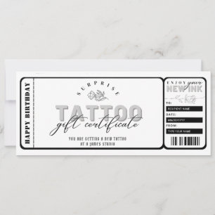 Convites Modelo de voucher de tatuagem pessoal ticket