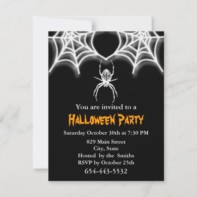 Convites Modelo do Creepy Spider & Web Invitation Card (Frente)
