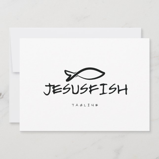 Convites Modelo do logotipo Jesus FISH (Frente)