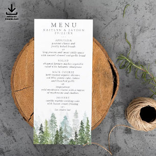 Convites Modelo do Menu Casamento da Floresta de Pinheiros 
