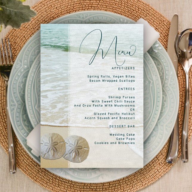 Convites Modelo do Menu Casamento Dólar de Areia (Criador carregado)