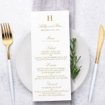 Convites Modelo do Menu na moda Dourado e Casamento Branco<br><div class="desc">Comemore em estilo com estas placas de menu de tendências. O texto é fácil de personalizar e seus convidados jantes ficarão entusiasmados quando receberem esses menus super-na moda.</div>