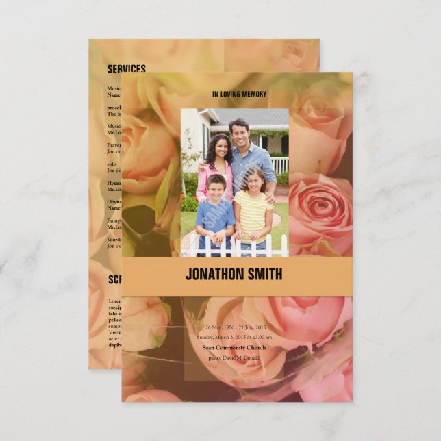 Convites Modelo do Programa Funeral (Frente/Verso)