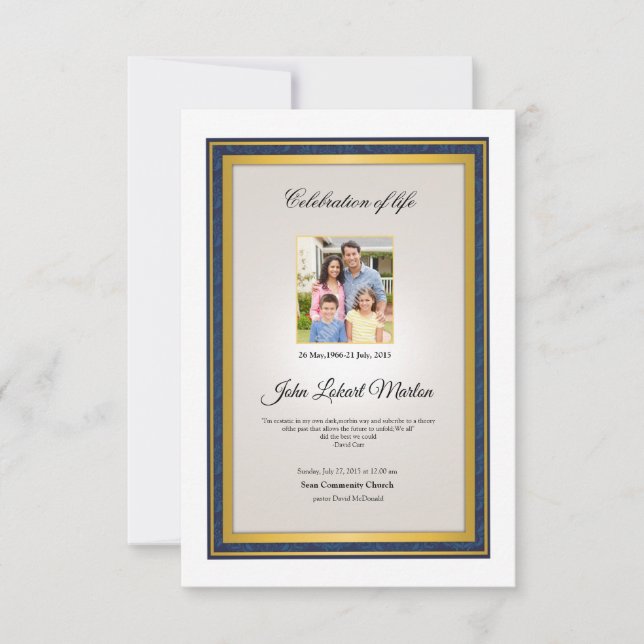 Convites Modelo do Programa Funeral Imprimível (Frente)