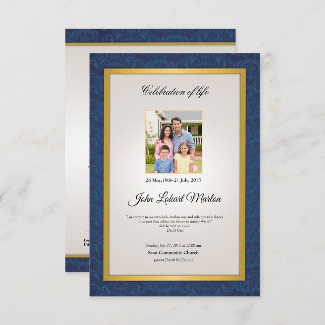 Convites Modelo do Programa Funeral Memorial (Frente/Verso)