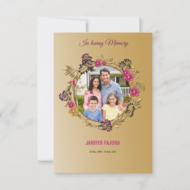 Convites Modelo do Programa Funeral Memorial (Frente)