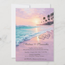 Convites Modelo Editável de Casamento na Praia