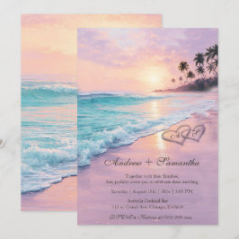 Convites Modelo Editável de Casamento na Praia