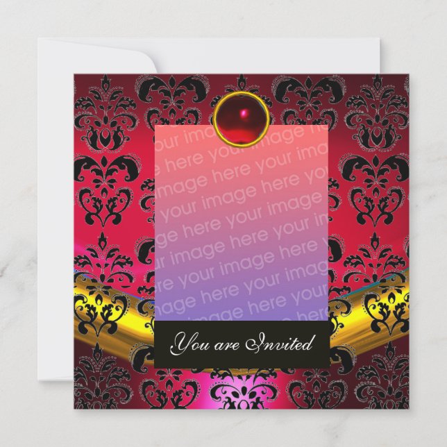 CONVITES MODELO FOTOGRÁFICO DAMA DE PRETO OURO VERMELHO COM (Frente)