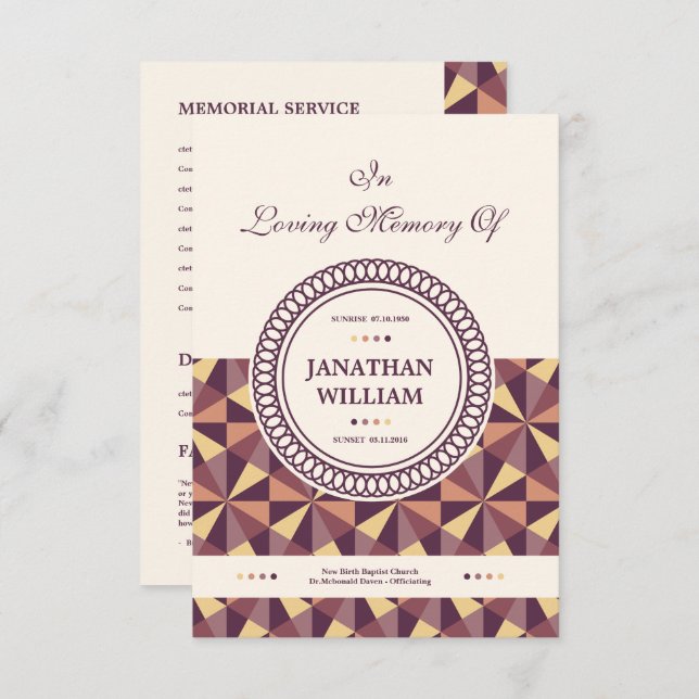 Convites Modelo fúnebre do programa (Frente/Verso)