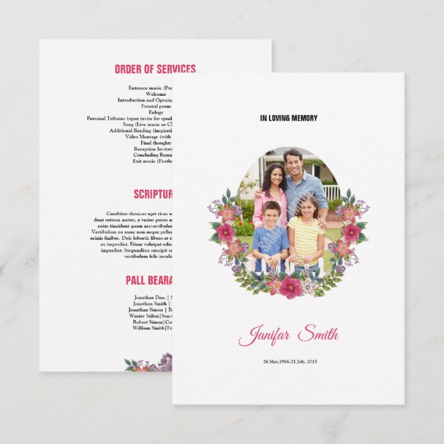 Convites Modelo fúnebre do programa (Frente/Verso)