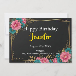 Convites Modelo personalizado de aniversário com listras de