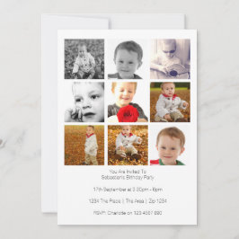 Convites Modelo Pessoal de Nove Fotos Personalizáveis