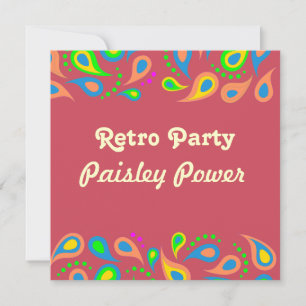 Convites modelo retro party -paisley