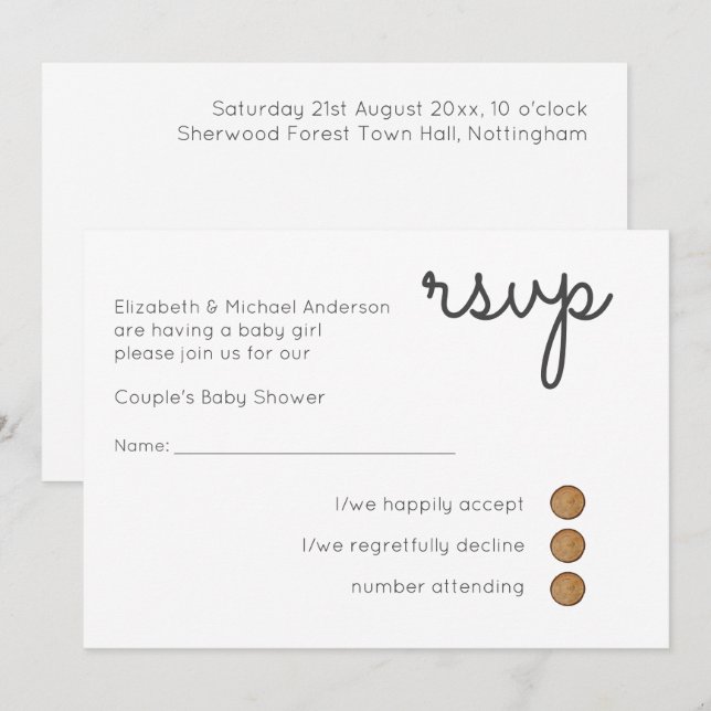 Convites Modelo RSVP de Casamento manuscrito (Frente/Verso)