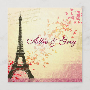 Convites Modelo temático francês fácil, elegante do conv