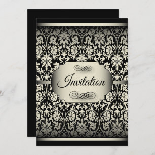 Convites Modelos Antigos do Partido Prata e Damasco Preto