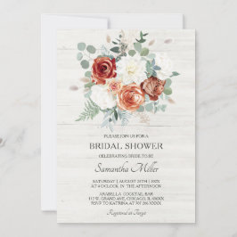 Convites Modelos de Chá de Bebê de Noiva Terracota e Sage