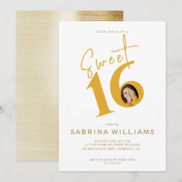 Convites Moden Na moda Dourado Script Sweet Sessenta Aniver