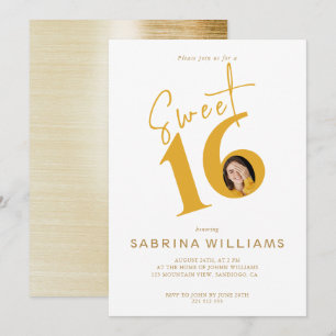 Convites Moden Na moda Dourado Script Sweet Sessenta Aniver