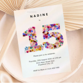 Convites Modern 15th Birthday Floral Invitation