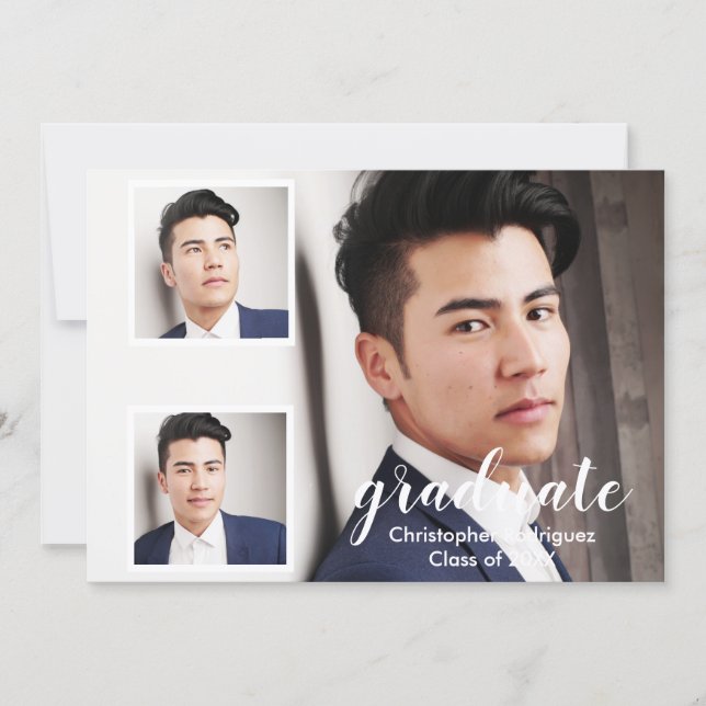 Convites Modern 3 Photo Graduation (Frente)