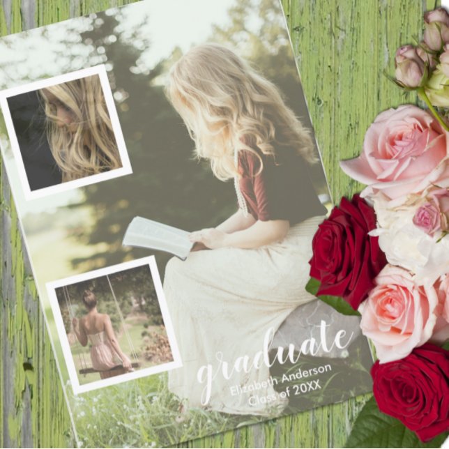 Convites Modern 3 Photo Graduation Announcement (Criador carregado)