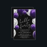 Convites Modern 40th Birthday Black Silver Purple Balloons<br><div class="desc">Modern black and purple with silver invitation Template is perfect for stylish birthday party. Elegant-minimalistic themed invite is full of fun and modern design elements,  elegant calligraphy and modern fonts. Birthdays are special days,  and this invite can help it make a memorable for friends.</div>