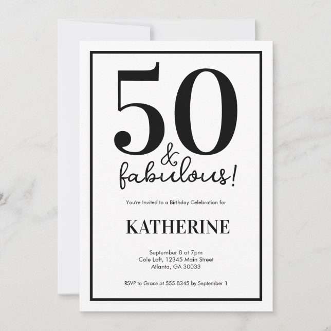 Convites Modern 50 and Fabulous 50th Birthday  (Frente)