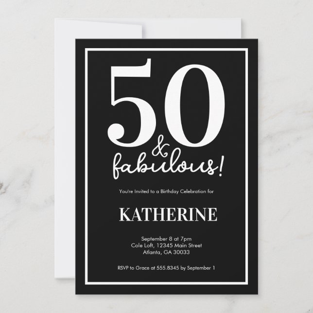 Convites Modern 50 and Fabulous 50th Birthday  (Frente)
