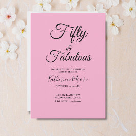 Convites Modern 50 and Fabulous Pink 50th Birthday Party